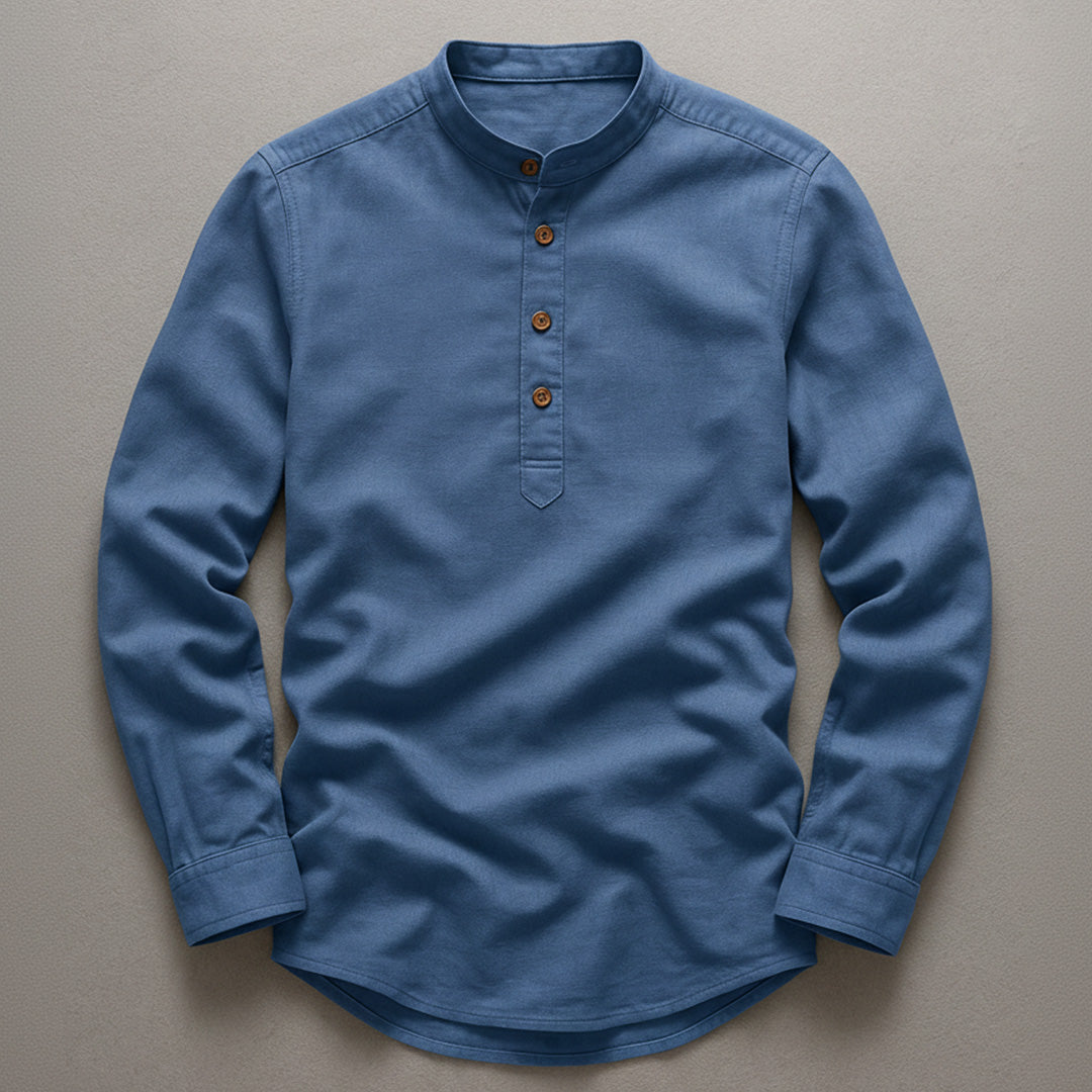 Meji - Men's Ultra Comfortable Band Collar Shirt