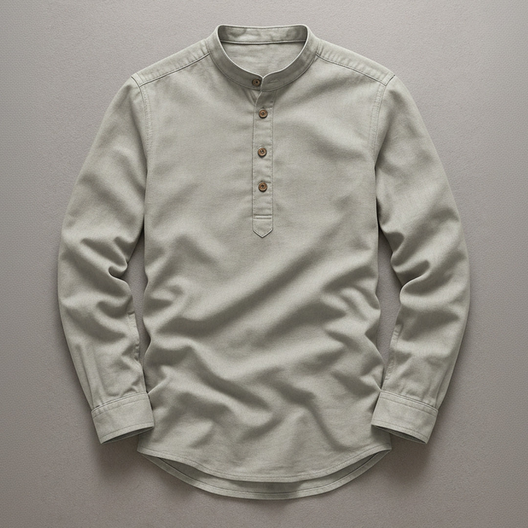 Meji - Men's Ultra Comfortable Band Collar Shirt