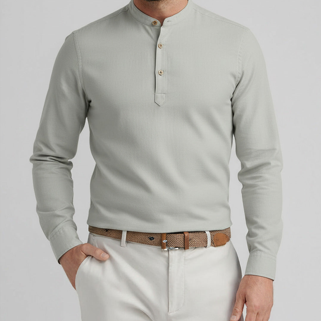 Meji - Men's Ultra Comfortable Band Collar Shirt