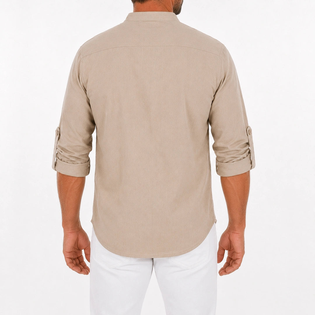 Caspian Lace-Up Linen Blend Shirt