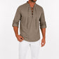 Caspian Lace-Up Linen Blend Shirt