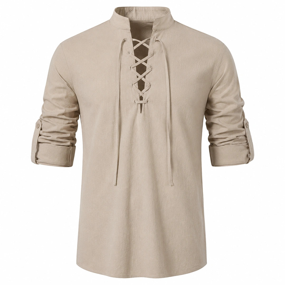 Caspian Lace-Up Linen Blend Shirt
