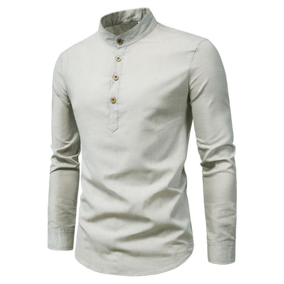 Meji - Men's Ultra Comfortable Band Collar Shirt
