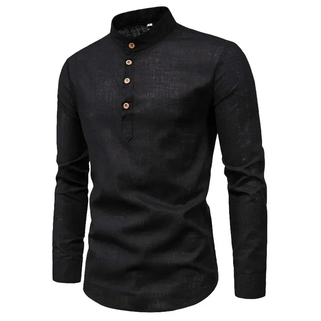 Meji - Men's Ultra Comfortable Band Collar Shirt