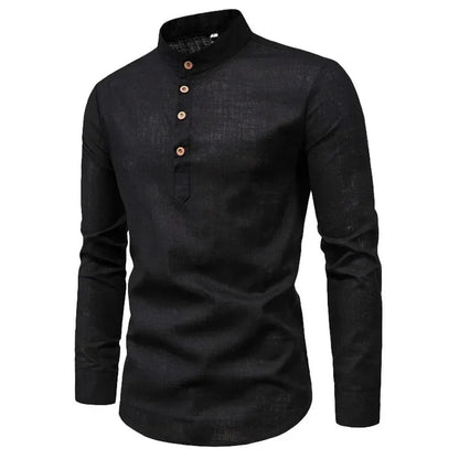 Meji - Men's Ultra Comfortable Band Collar Shirt