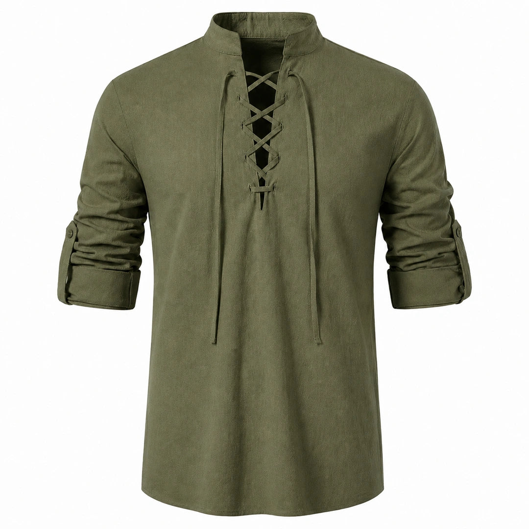 Caspian Lace-Up Linen Blend Shirt