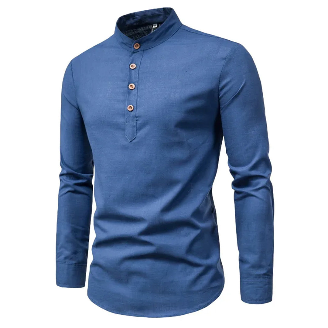 Meji - Men's Ultra Comfortable Band Collar Shirt