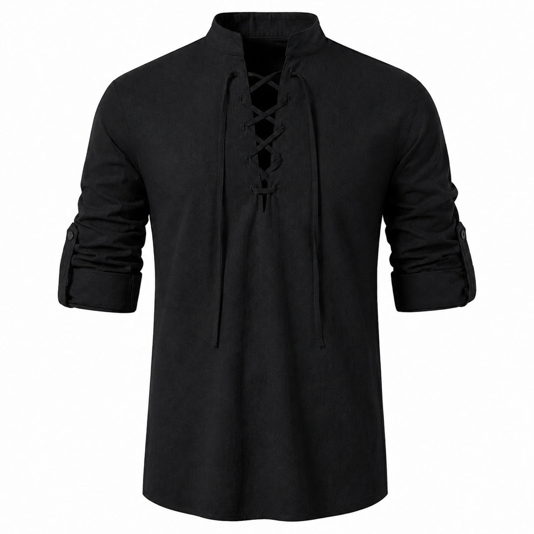 Caspian Lace-Up Linen Blend Shirt