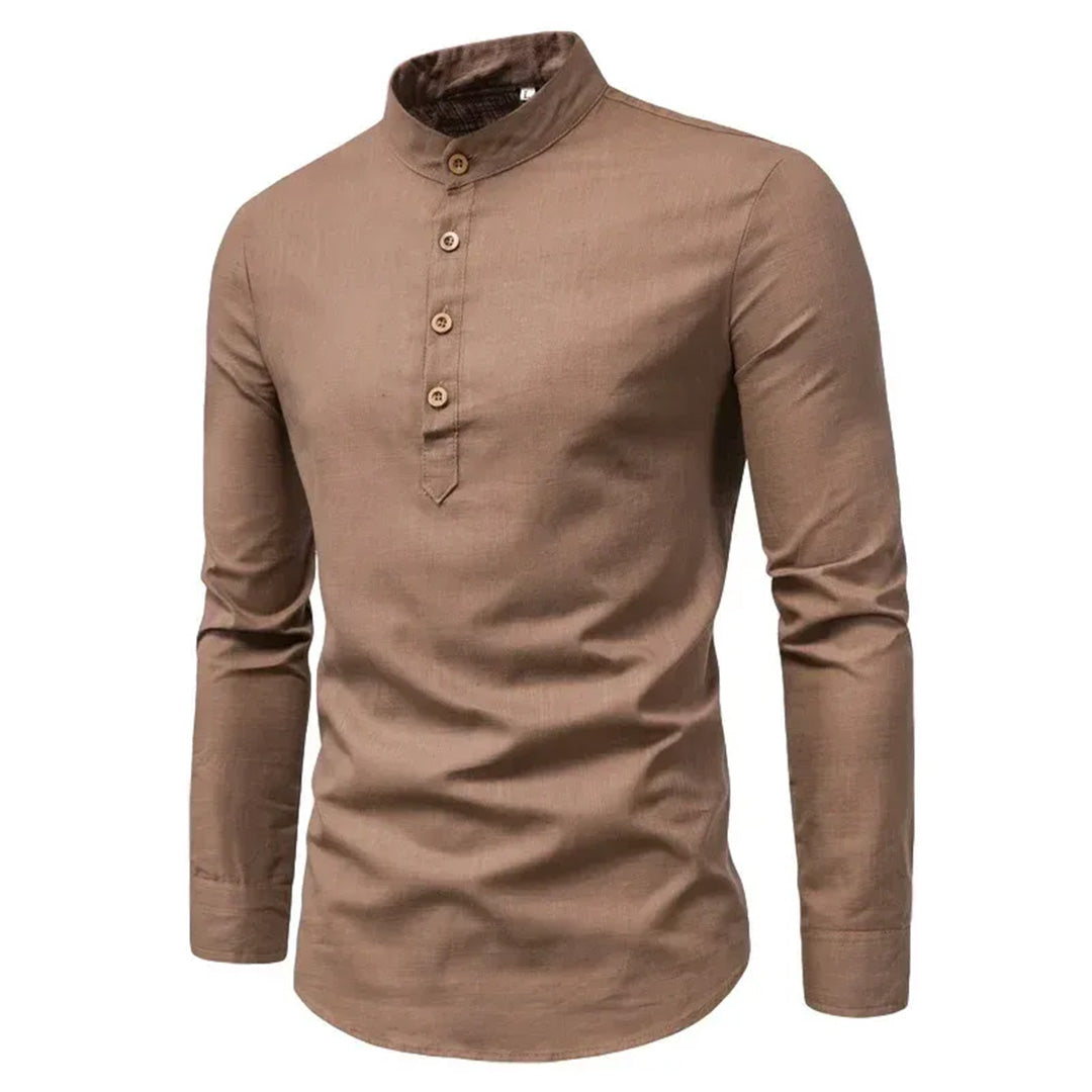 Meji - Men's Ultra Comfortable Band Collar Shirt
