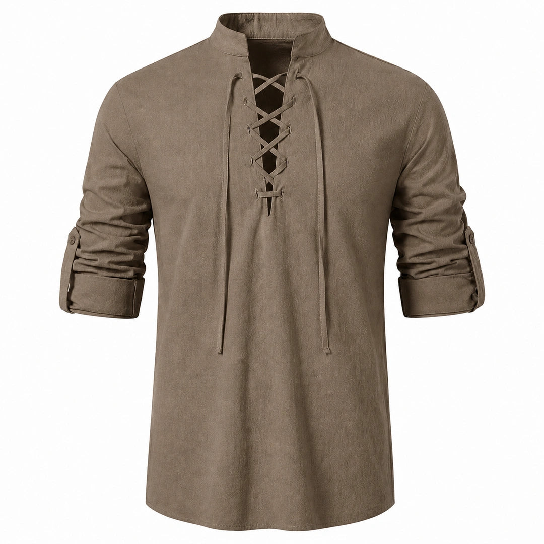 Caspian Lace-Up Linen Blend Shirt