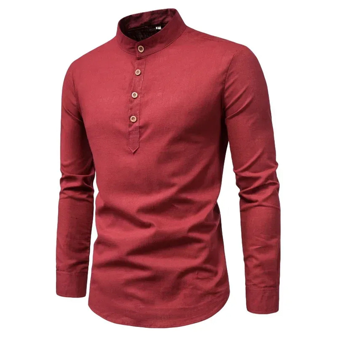 Meji - Men's Ultra Comfortable Band Collar Shirt