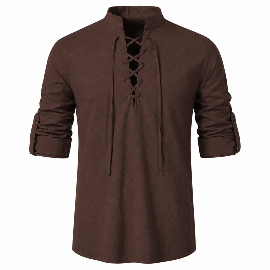 Caspian Lace-Up Linen Blend Shirt