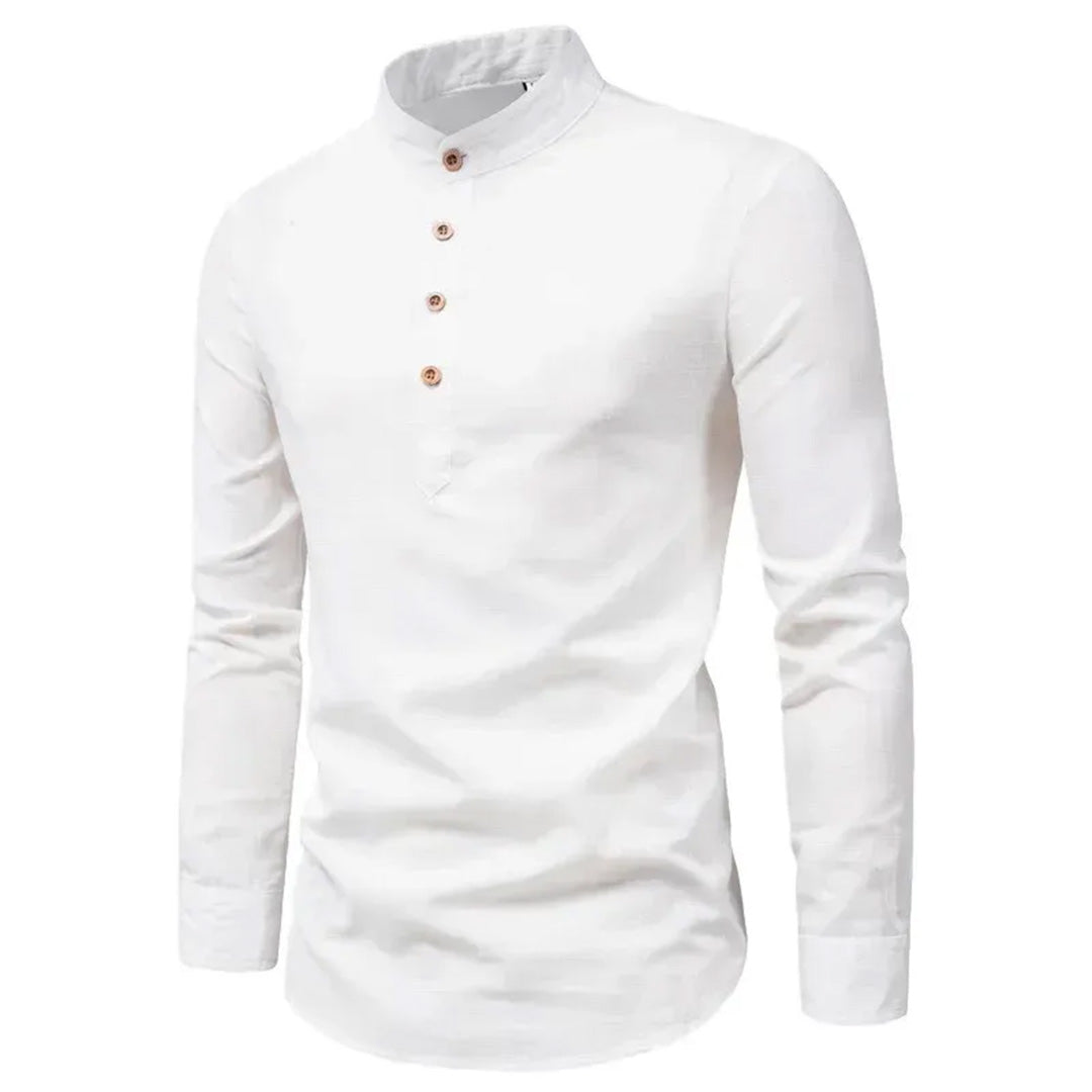 Meji - Men's Ultra Comfortable Band Collar Shirt