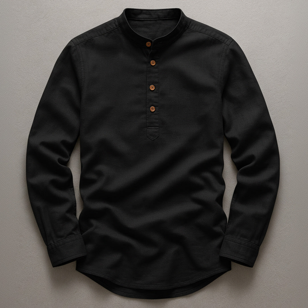 Meji - Men's Ultra Comfortable Band Collar Shirt