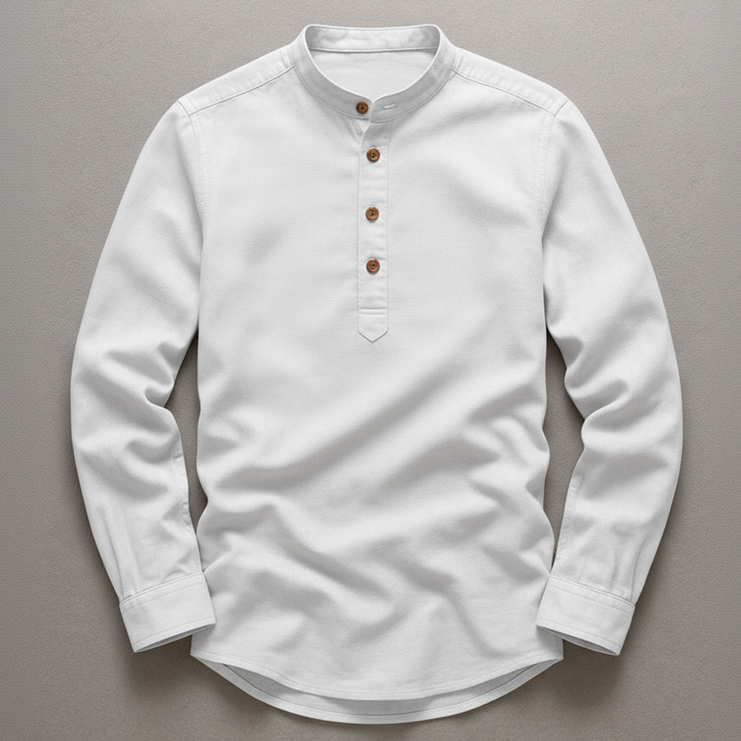Meji - Men's Ultra Comfortable Band Collar Shirt