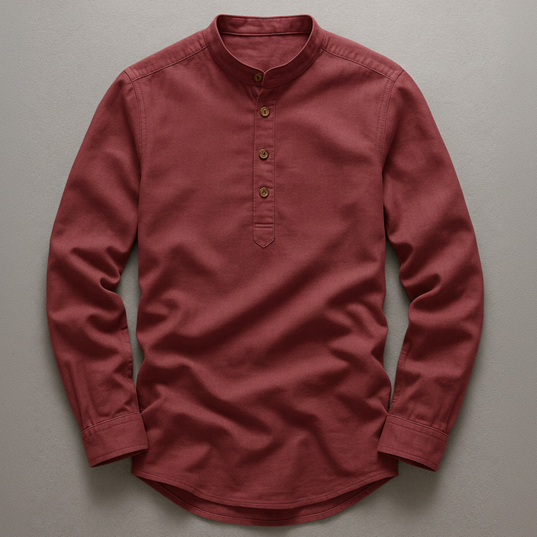 Meji - Men's Ultra Comfortable Band Collar Shirt